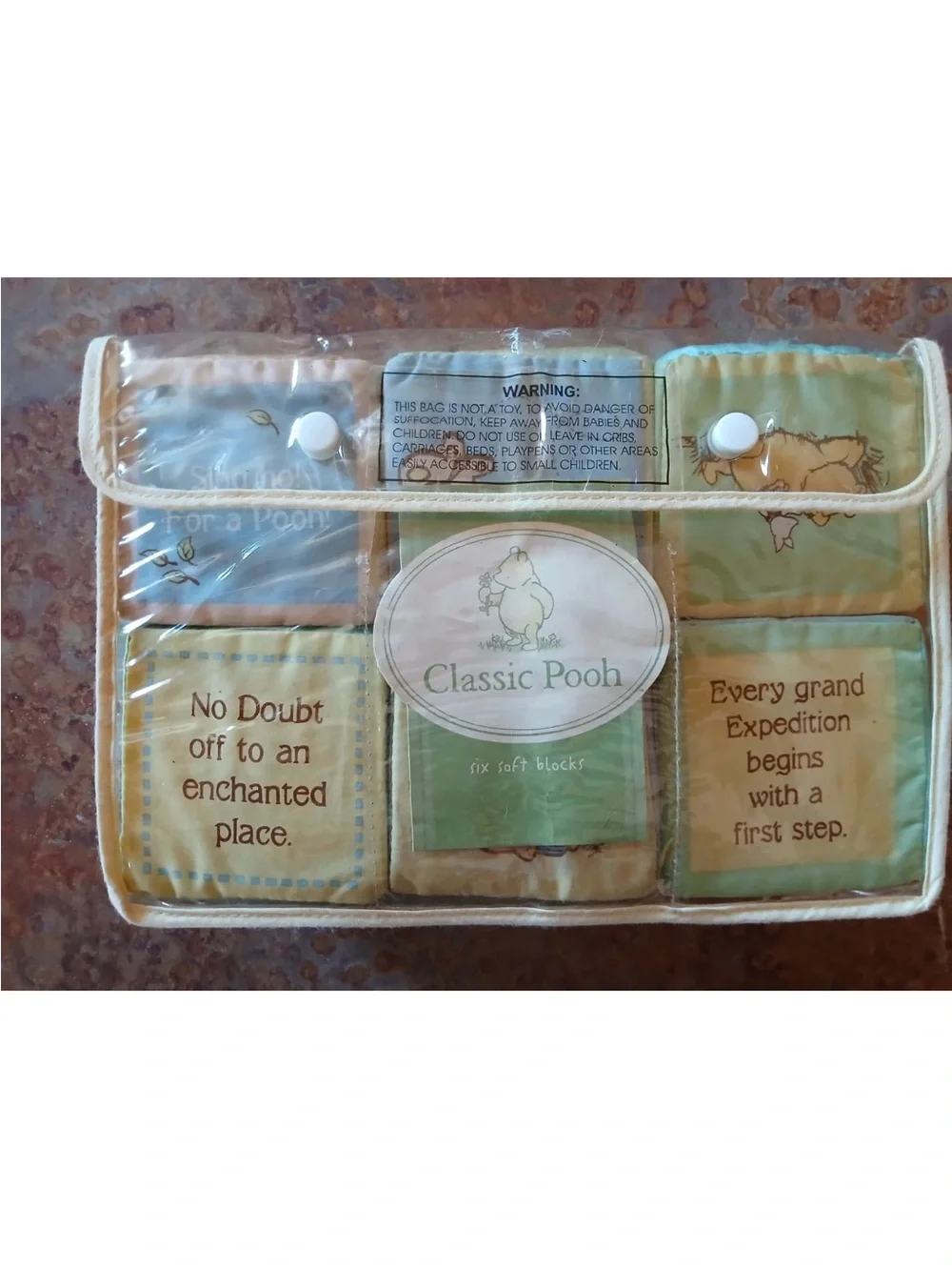Rare Classic Pooh Soft Fabric Baby Blocks
